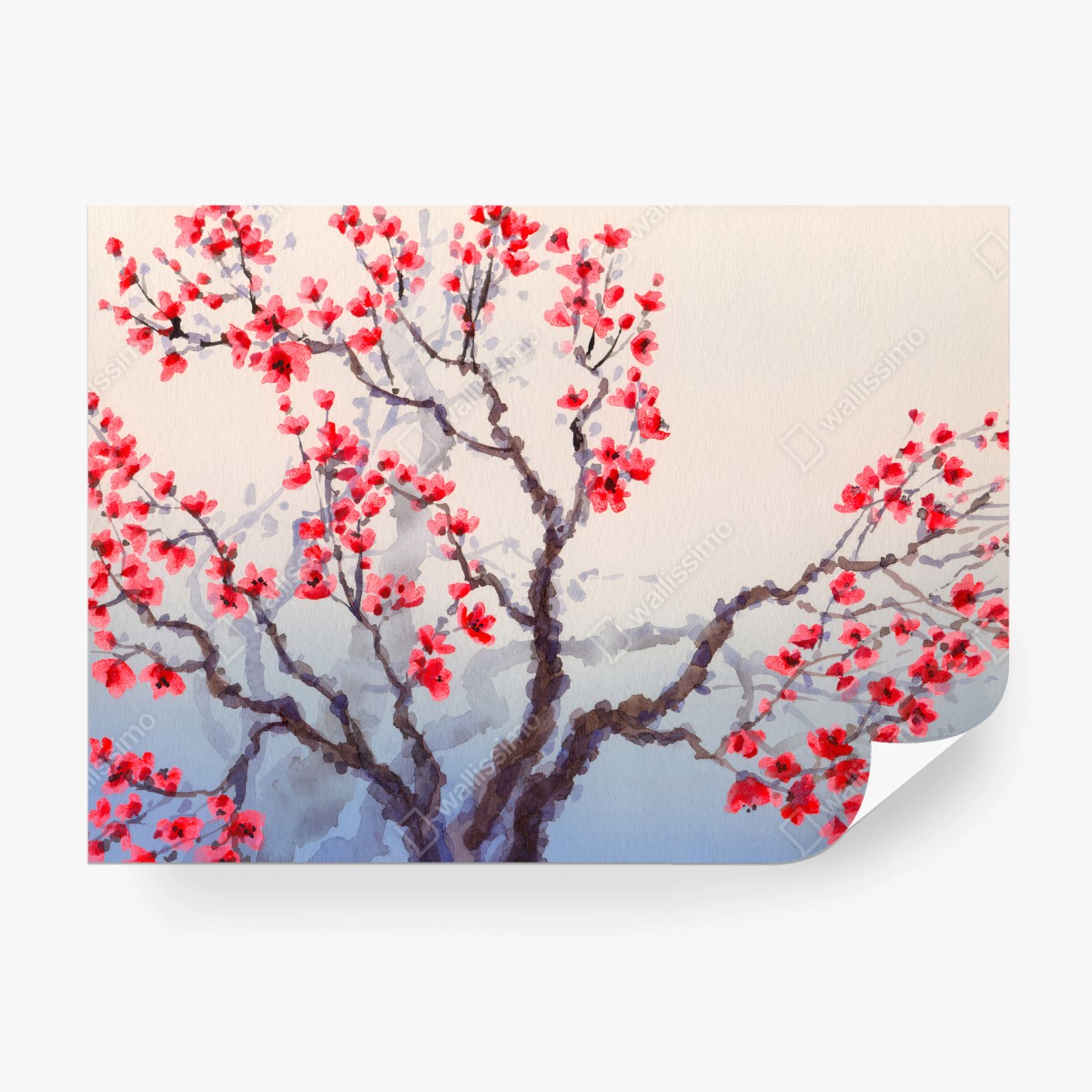 Papier peint FLEUR CERISIER ROUGE ARBRE PRINTEMPS POUR LE SALON – Wallnifity®
