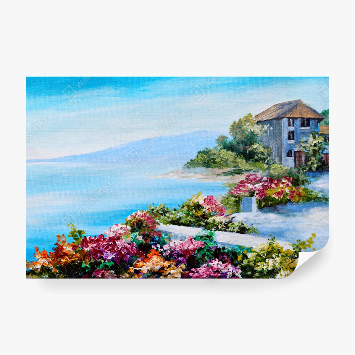 Papier peint MER CÔTE MAISON FLEURS PAYSAGE POUR SALON – Wallnifity®