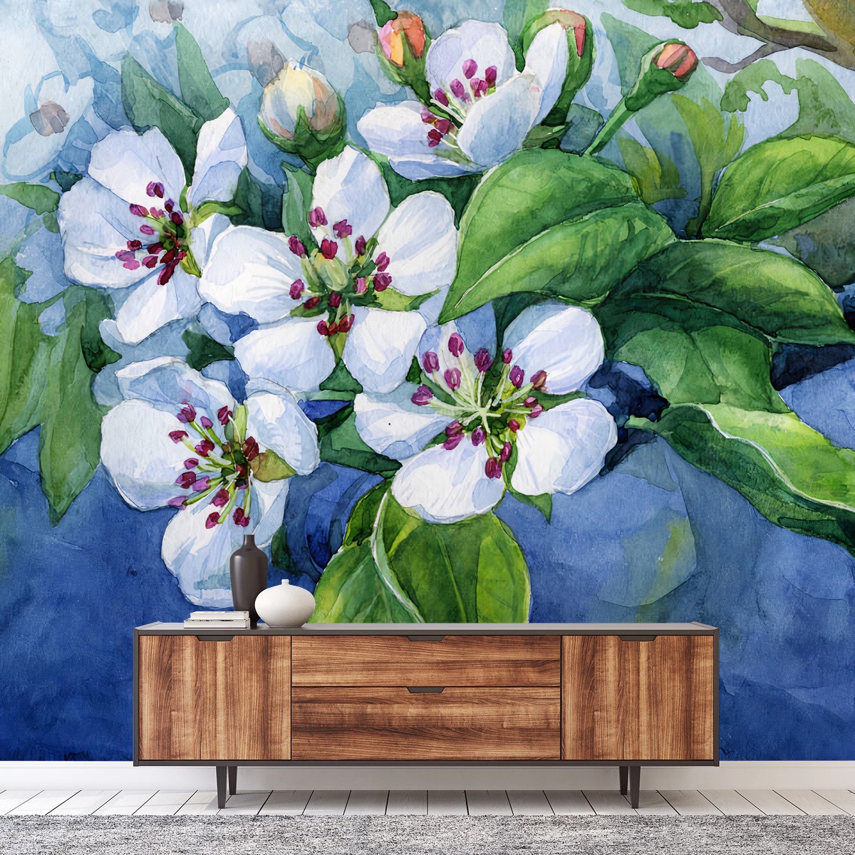 Papier peint POIRIER FLEUR PRINTEMPS ART NATURE POUR LE SALON – Wallnifity®