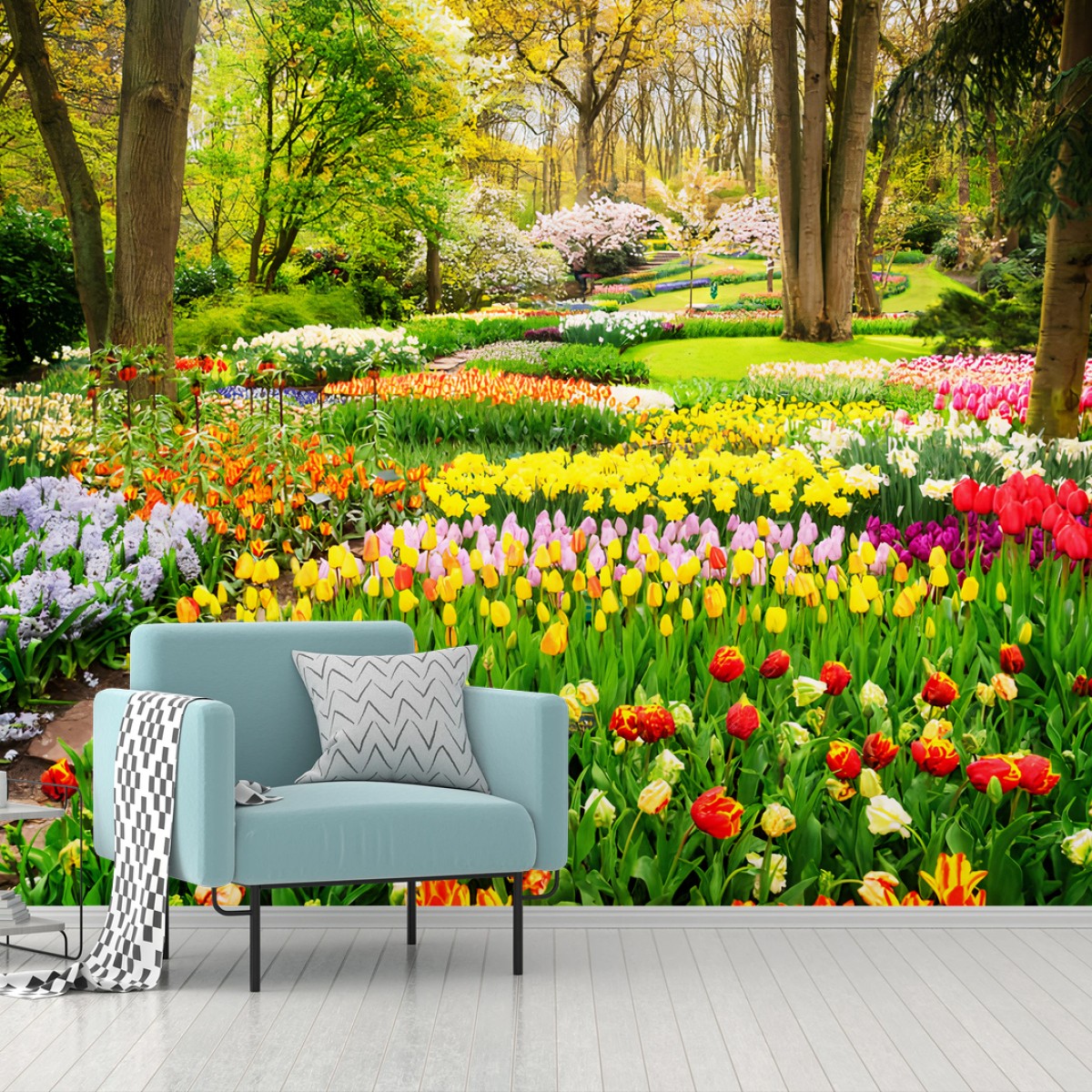 Papier peint TULIPES PRINTEMPS JARDIN FLEURS VIF POUR LE SALON – Wallnifity®