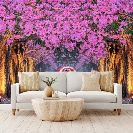 Papier peint ROSE FLEUR KIMONO JAPONAIS ARBRE POUR SALON – Wallnifity®
