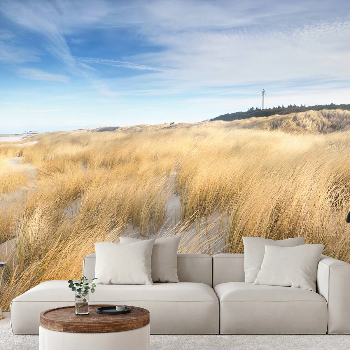 Papier peint PLAGE DUNES SABLE HERBE CÔTIÈRE POUR SALON – Wallnifity®