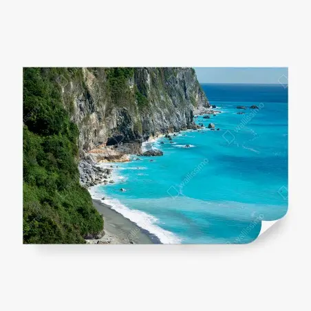 Papier peint OCÉAN FALAISES TURQUOISE CÔTE PAYSAGE POUR LE SALON – Wallnifity®