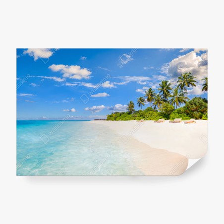 Papier peint PLAGE PALMIERS MER TURQUOISE SABLE POUR SALON – Wallnifity®