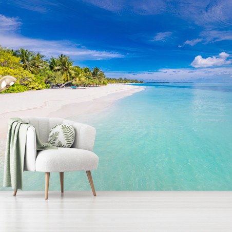 Papier peint PLAGE OCEAN TURQUOISE PALMIERS PARADIS POUR SALON – Wallnifity®