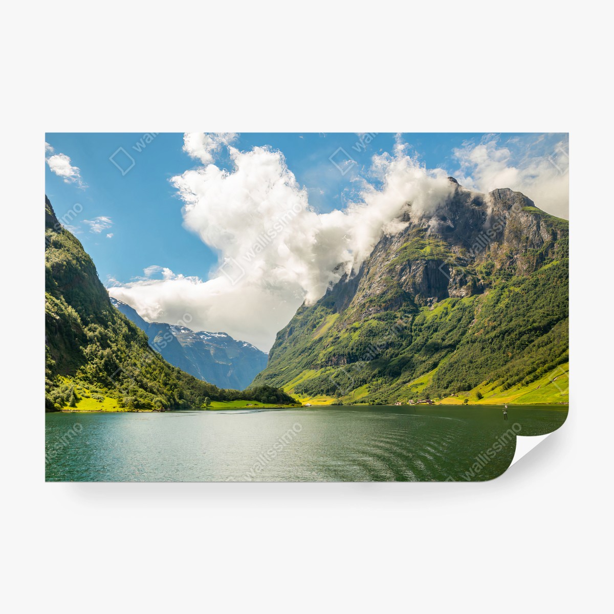 Papier peint FJORD NORVÈGE MONTAGNES PAYSAGE VERT POUR LE SALON – Wallnifity®