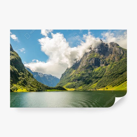 Papier peint FJORD NORVÈGE MONTAGNES PAYSAGE VERT POUR LE SALON – Wallnifity®