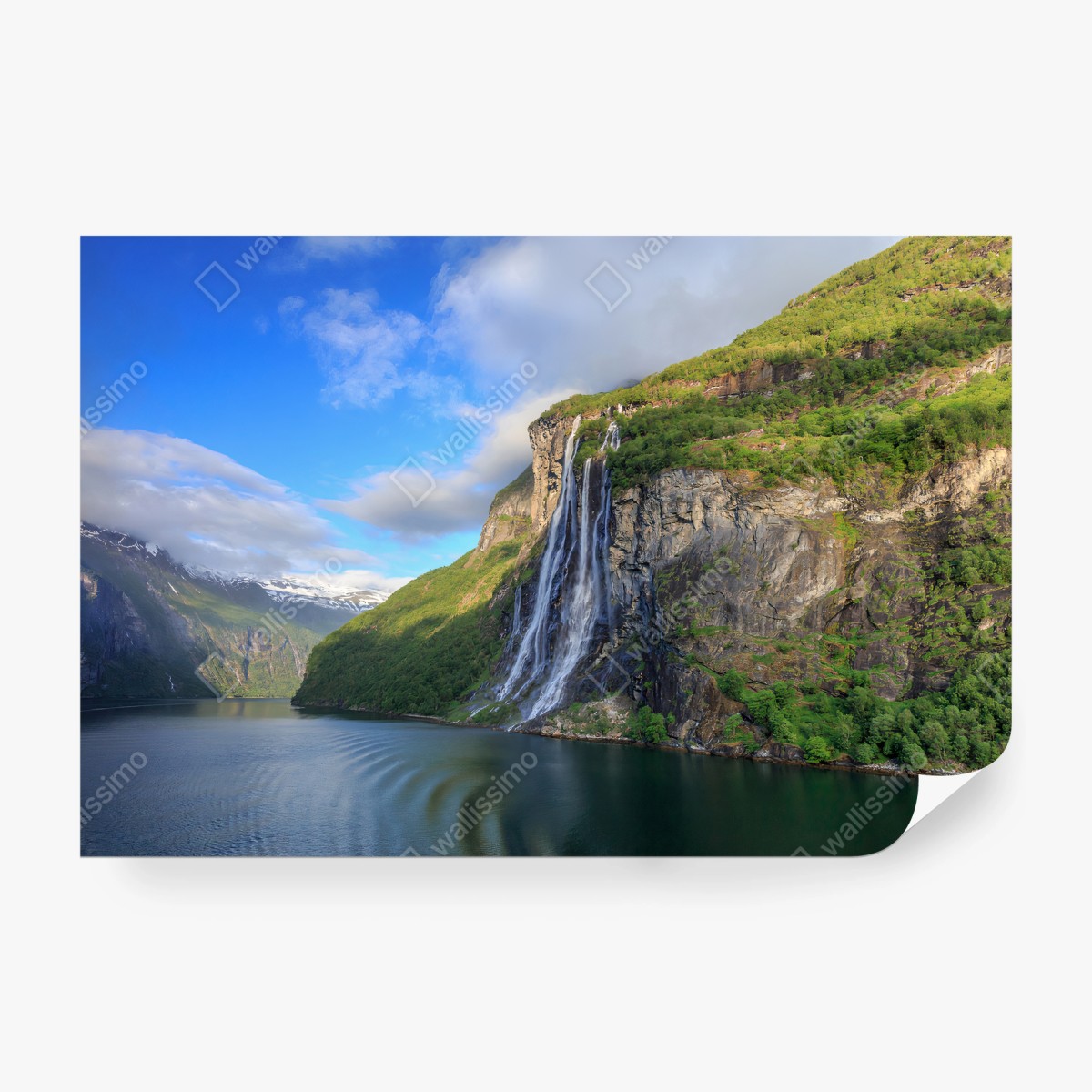 Papier peint CASCADE NATURE MONTAGNE PAYSAGE VERT POUR SALON – Wallnifity®