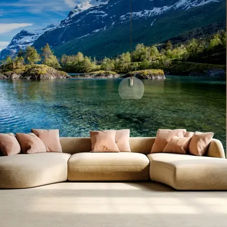 Papier peint NORVEGE LAC MONTAGNE NATURE BEAU POUR LE SALON – Wallnifity®