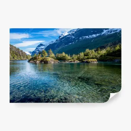 Papier peint NORVEGE LAC MONTAGNE NATURE BEAU POUR LE SALON – Wallnifity®