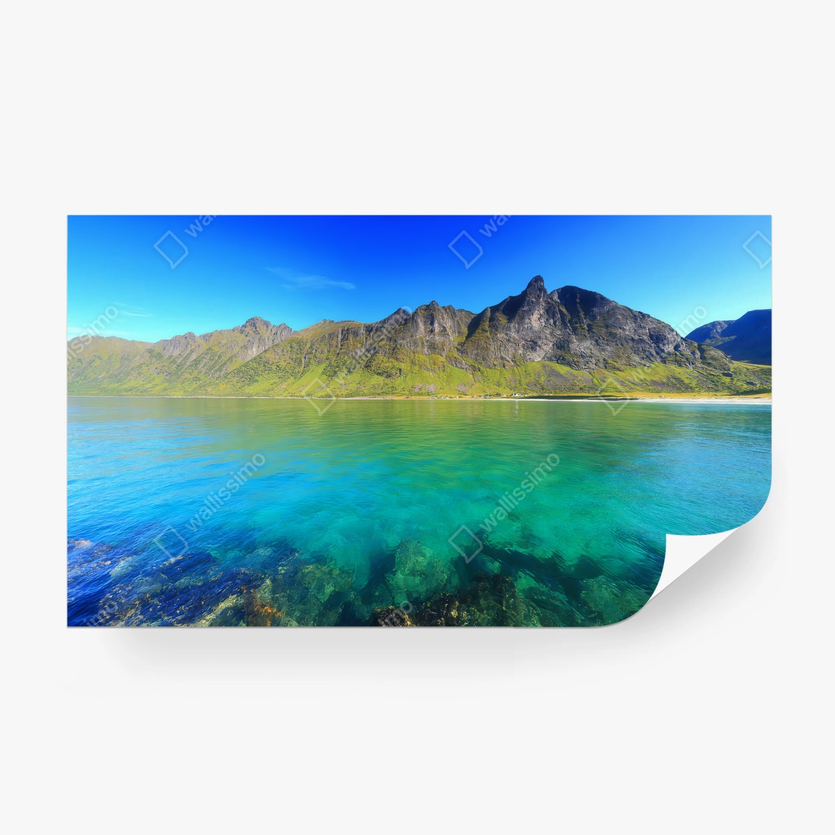 Papier peint NORVÈGE MER TURQUOISE MONTAGNES PLAGE POUR LE SALON – Wallnifity®
