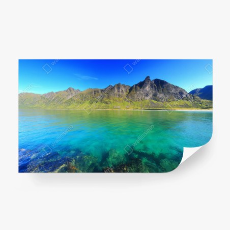 Papier peint NORVÈGE MER TURQUOISE MONTAGNES PLAGE POUR LE SALON – Wallnifity®