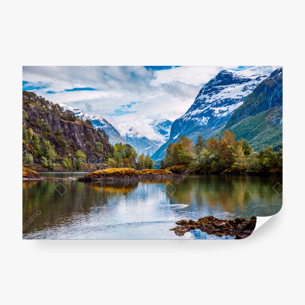 Papier peint NORVÈGE MONTAGNES FJORD LAC NATURE POUR SALON – Wallnifity®