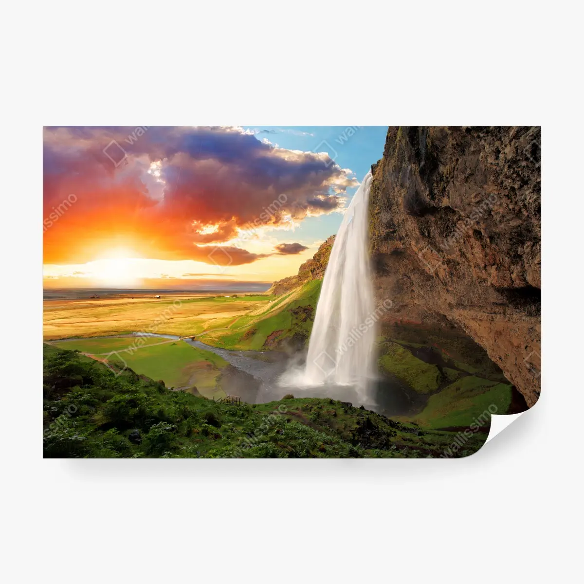 Papier peint CASCADE COUCHER PAYSAGE NATURE CIEL POUR LE SALON – Wallnifity®