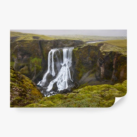 Papier peint CASCADE PAYSAGE NATURE MOUSSE VERT POUR SALON – Wallnifity®