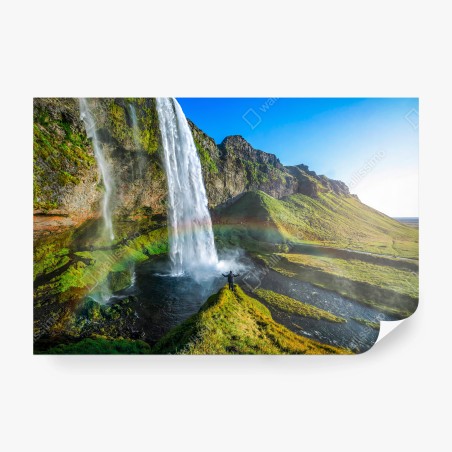 Papier peint CASCADE NATURE VERT LUMIERE PAYSAGE POUR SALON – Wallnifity®