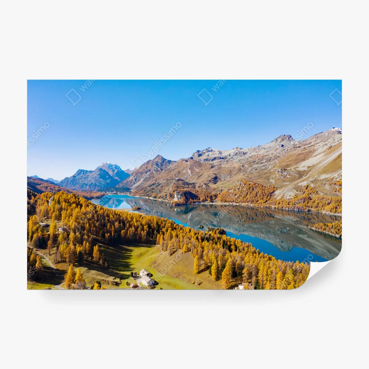 Papier peint MONTAGNES LAC AUTOMNE PAYSAGE REFLET POUR SALON – Wallnifity®