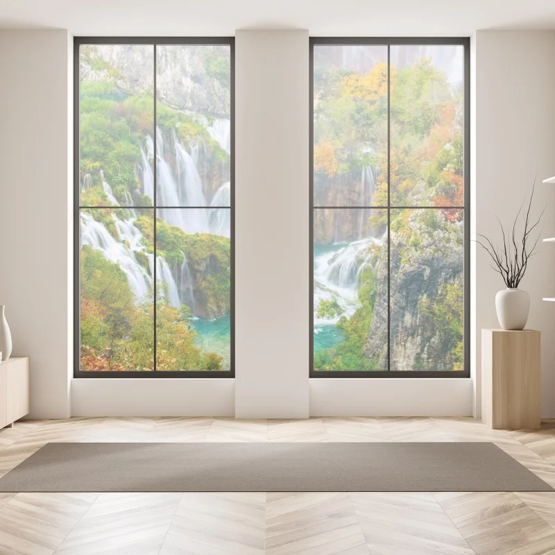 Sticker pour vitres et fenêtres paysage de cascades et lacs turquoise en automne – Wallnifity® Sticker pour vitres et fenêtres paysage de cascades et lacs turquoise en automne – Wallnifity®