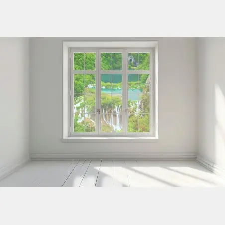 Sticker pour vitres et fenêtres cascade et lacs émeraude au cœur de la forêt – Wallnifity®